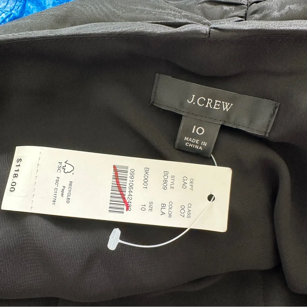 NWT J. Crew blouse 10 cropped Black Ruched puff sleeves